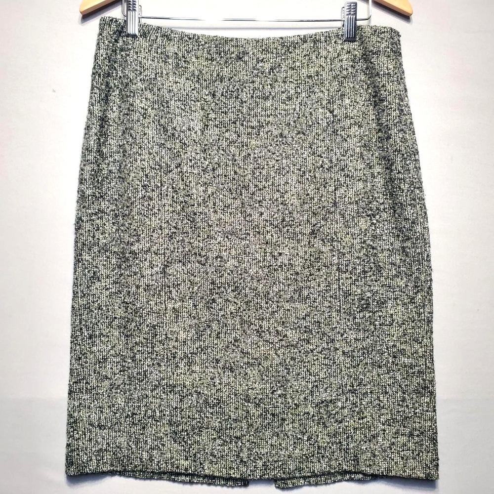 Talbots Tweed Pencil Skirt Womens 10 Green Wool Blend Lined Workwear Office